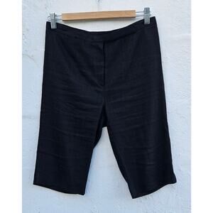Vintage Max Studio Shorts Womens Size 8 Black Linen Spandex Knee Length Bermudas